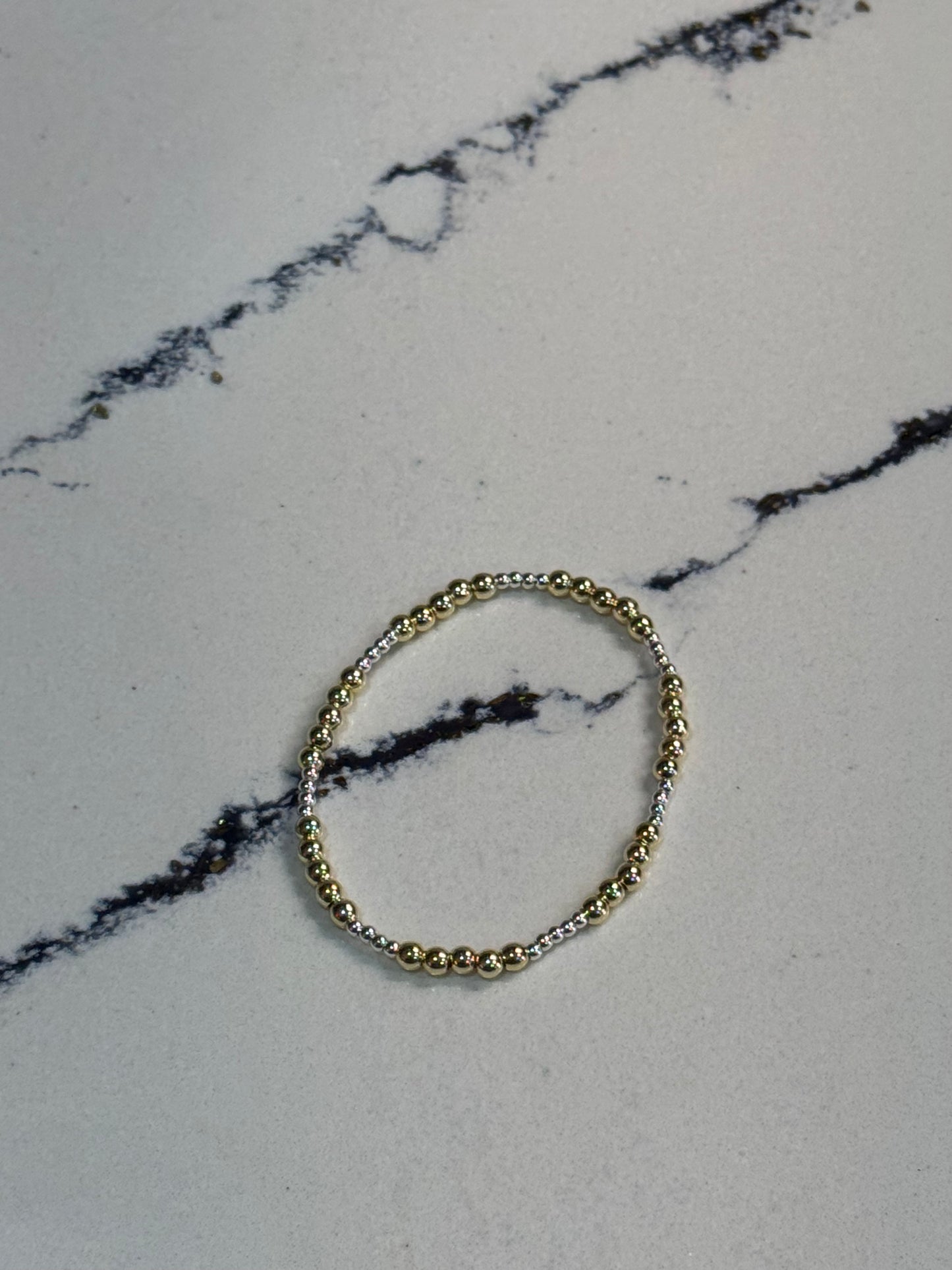 14k Gold Filled Bracelet 3mm Gold with 1mm Silver