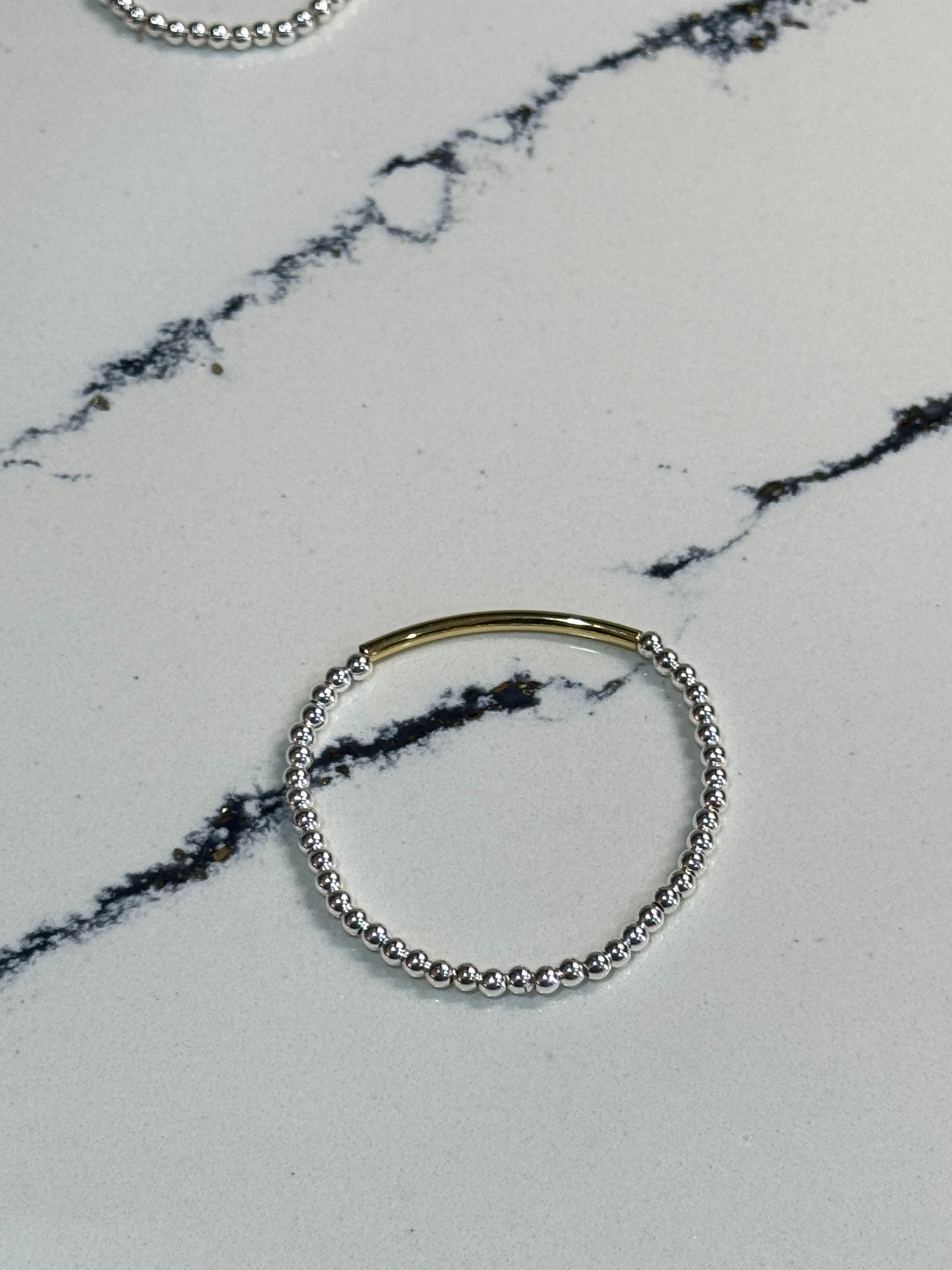 14k Gold Filled Bracelet 3mm Silver with Gold Bar