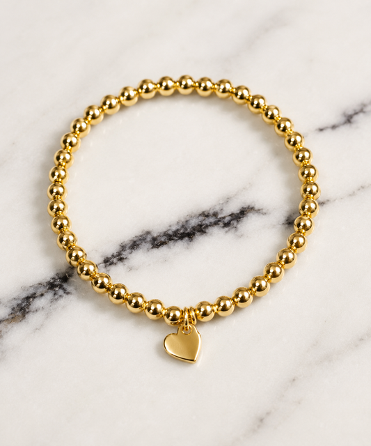 14k Gold Filled Bracelet 5mm with Heart Charm