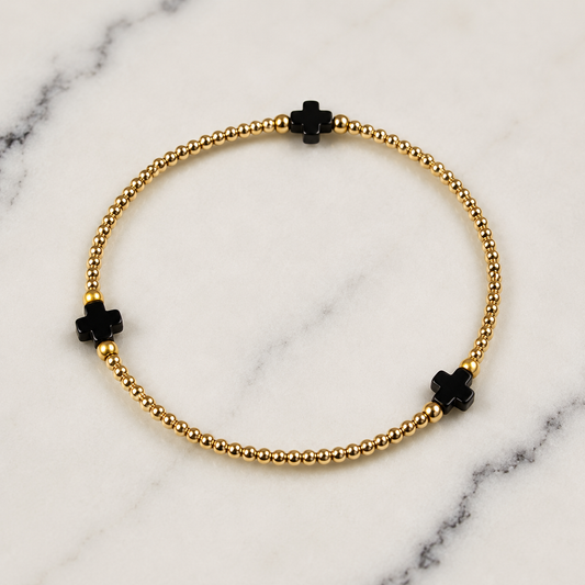 14k Gold Filled Bracelet 1mm Color Cross