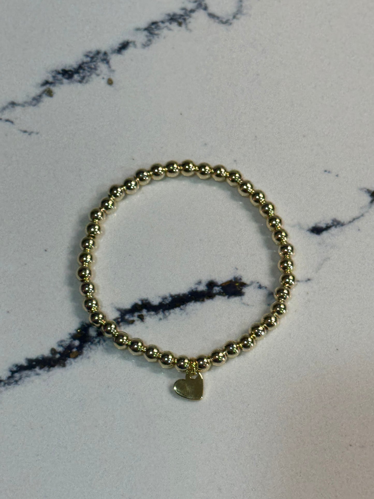 14k Gold Filled Bracelet 5mm with Heart Charm