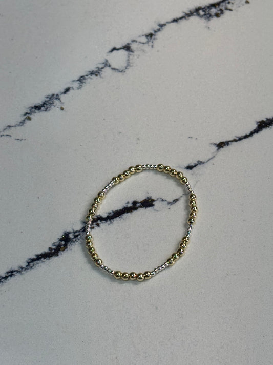 14k Gold Filled Bracelet 3mm Gold with 1mm Silver